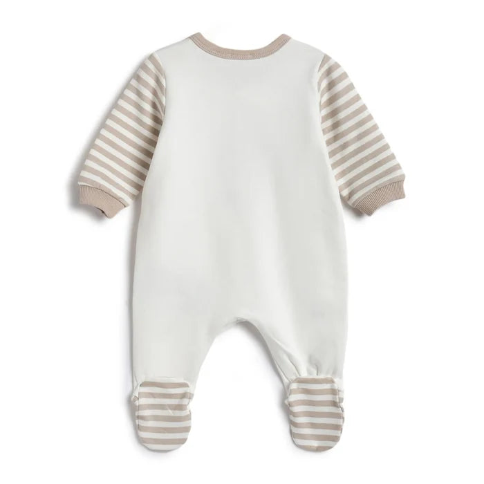 Infants White Printed Front Opening Babysuit