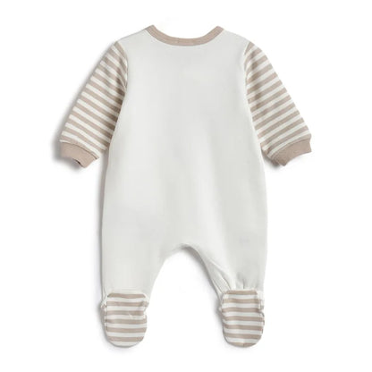 Infants White Printed Front Opening Babysuit