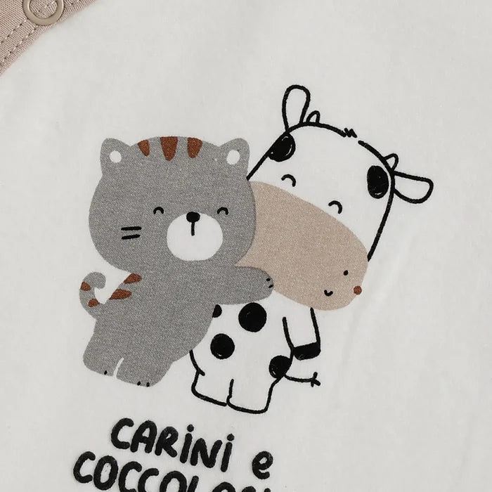 Infants White Printed Front Opening Babysuit