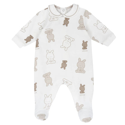 Infants White Printed Leg Opening Babysuit
