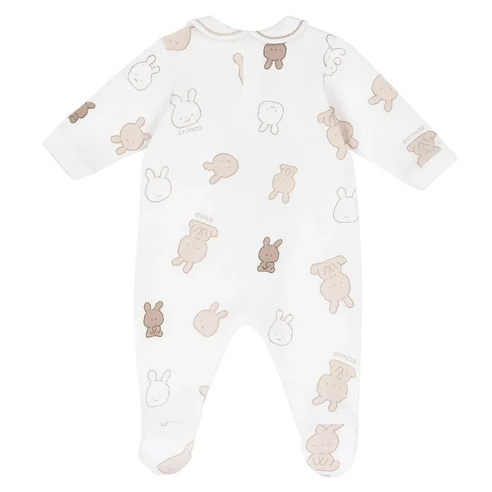 Infants White Printed Leg Opening Babysuit