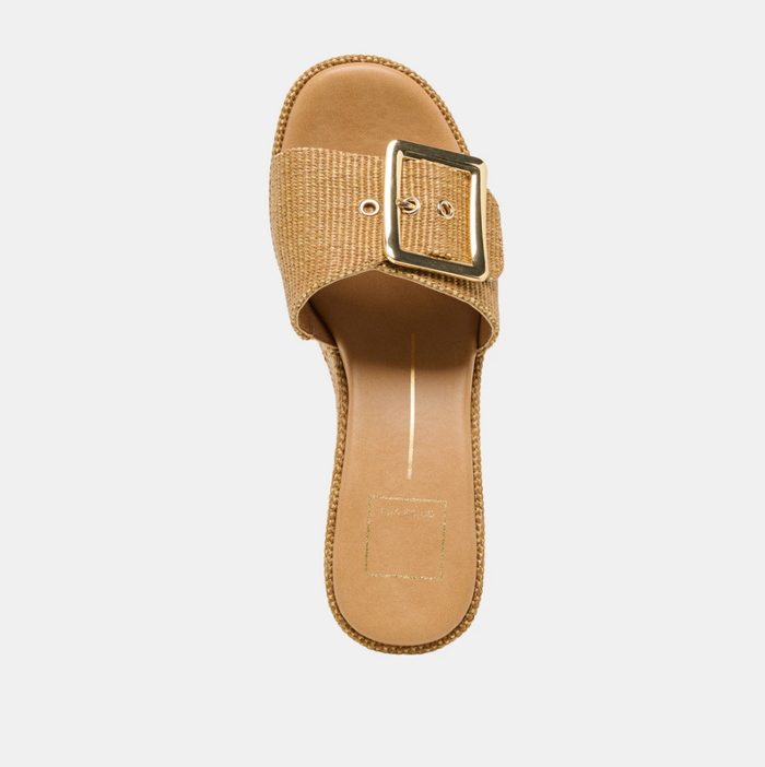 Jilian Raffia Mocha Wedge Sandals Shoes in at Wrapsody