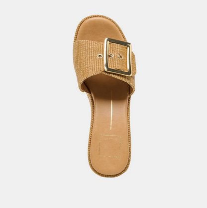Jilian Raffia Mocha Wedge Sandals Shoes in at Wrapsody