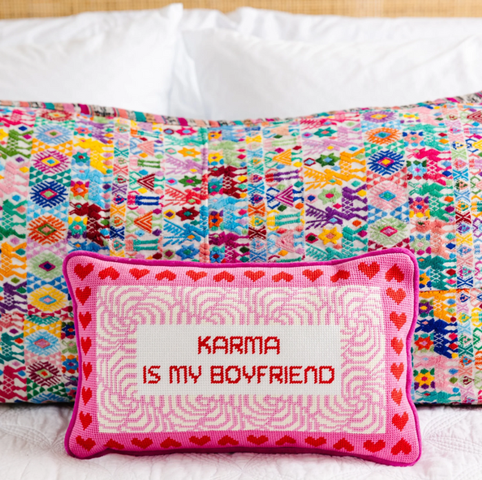 Karma Needlepoint Pillow Pillows in at Wrapsody