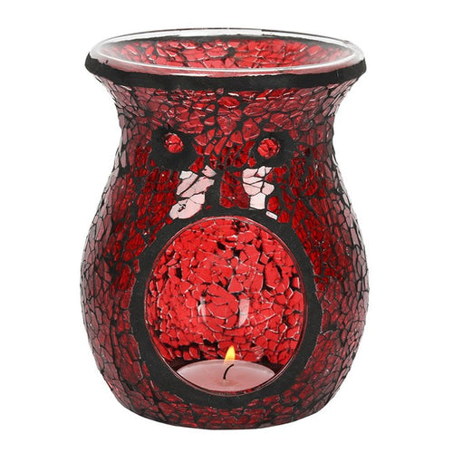 Large Red Crackle Glass Oil Burner and Wax Warmer 🇬🇧