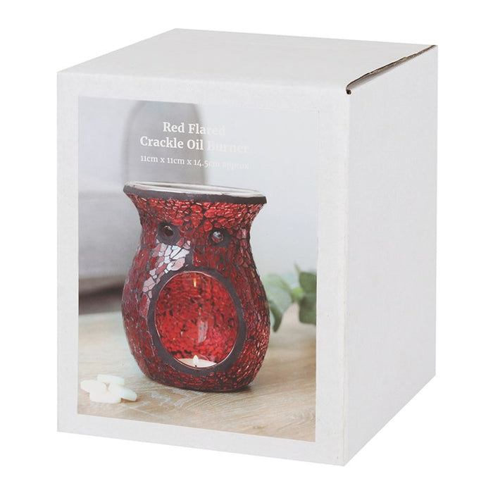 Large Red Crackle Glass Oil Burner and Wax Warmer 🇬🇧