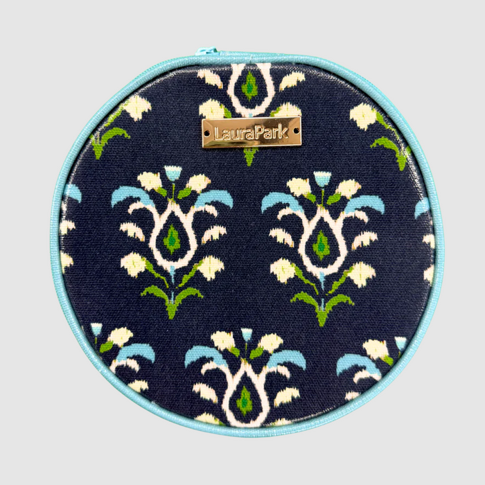 Laura Park Rosemary Indigo Round Jewelry Case Travel Accessories in at Wrapsody