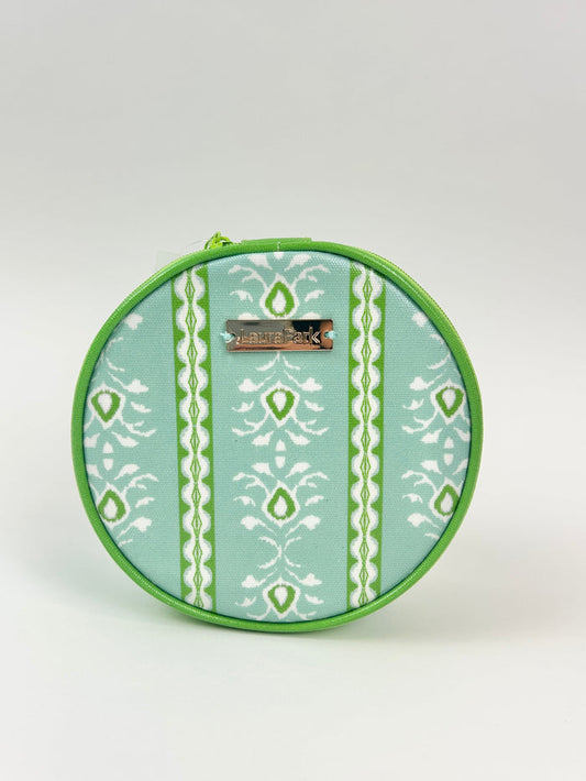 Laura Park Rosemary Stripe Blue Round Jewelry Case Travel Accessories in at Wrapsody