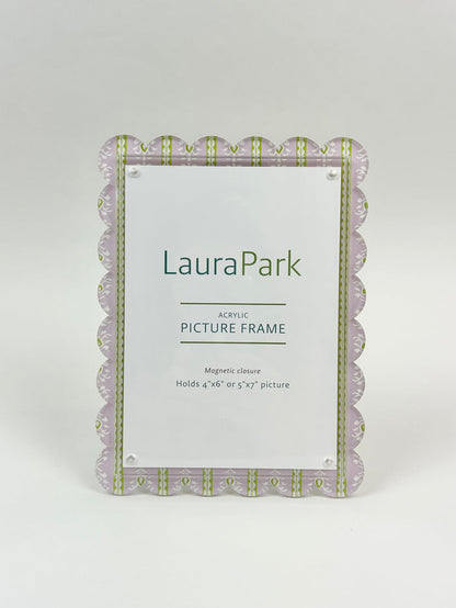 Laura Park Rosemary Stripe Pink 5x7 Acrylic Frame Picture Frames in at Wrapsody