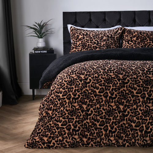 Leopard Fleece Duvet Cover Set - Natural 🇬🇧