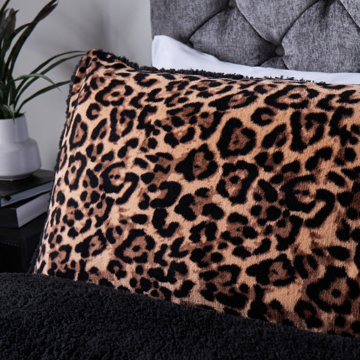 Leopard Fleece Duvet Cover Set - Natural 🇬🇧