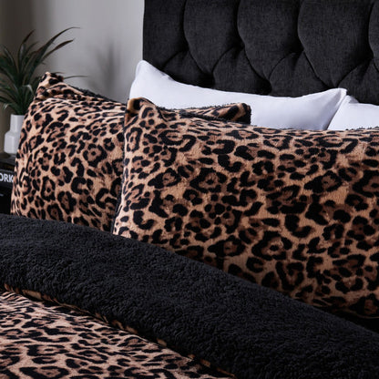 Leopard Fleece Duvet Cover Set - Natural 🇬🇧