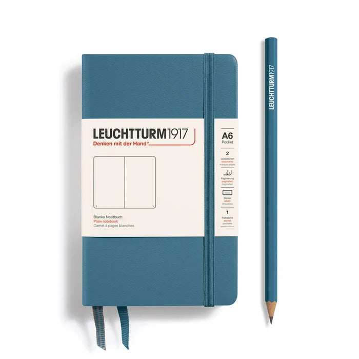 LEUCHTTURM1917 Hardcover Blank Notebook - A6, Stone Blue