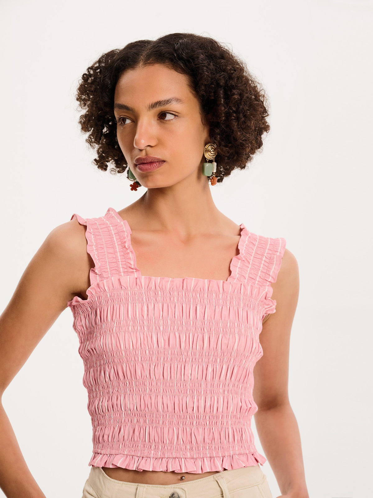 Macy Top in Pink and White Stripe