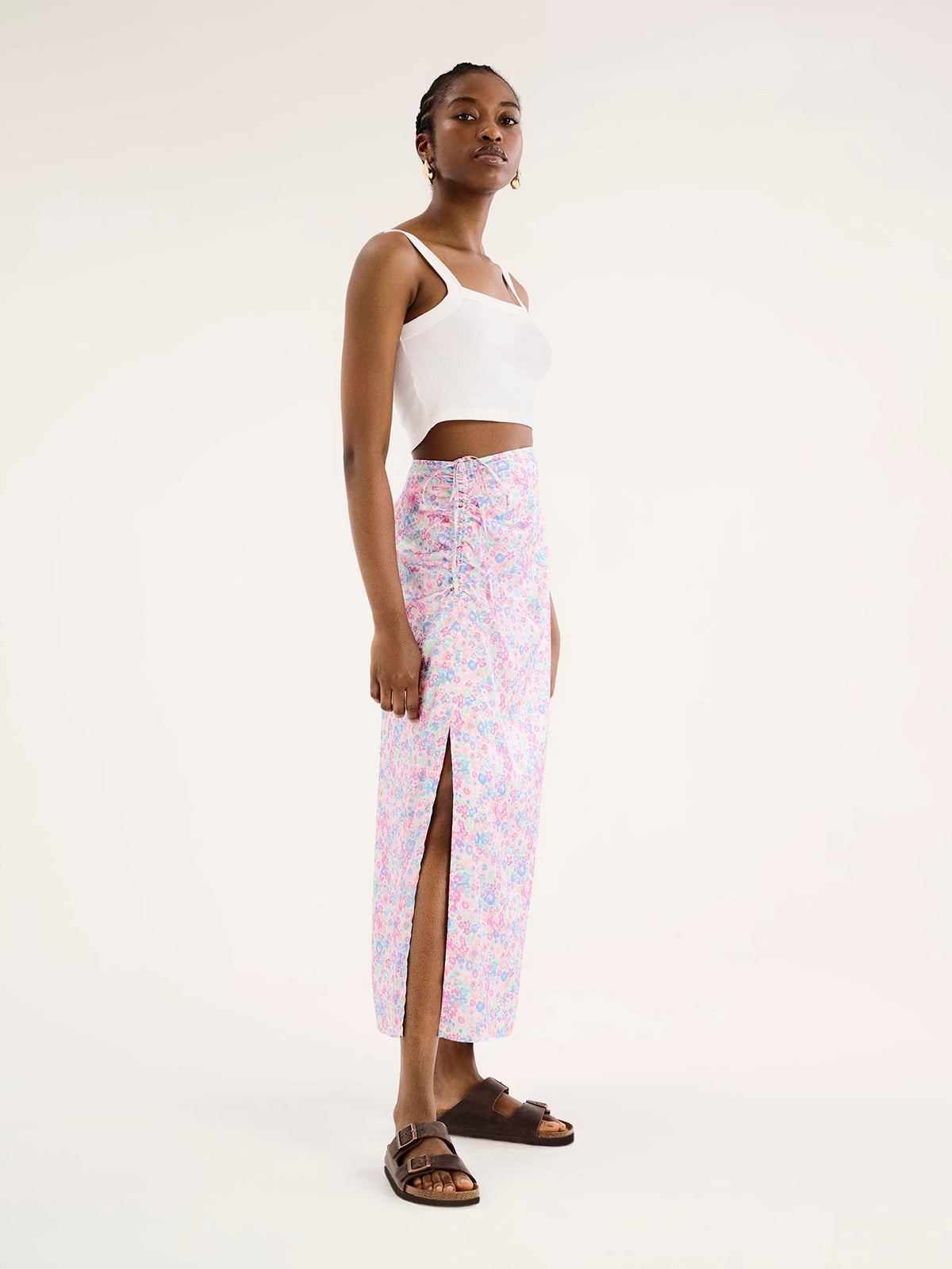Madelyn Midi Skirt in Sketch Floral Print