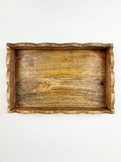 Mango Wood Scalloped Tray Home Decor in at Wrapsody