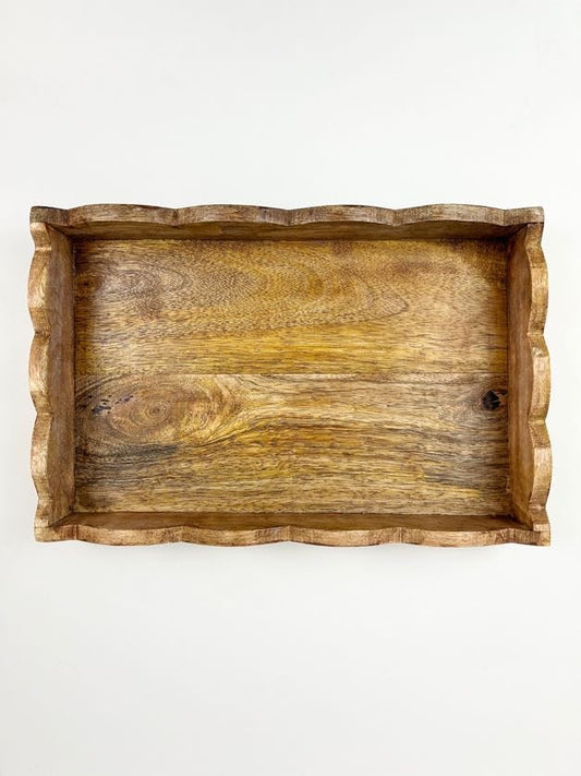 Mango Wood Scalloped Tray Home Decor in at Wrapsody