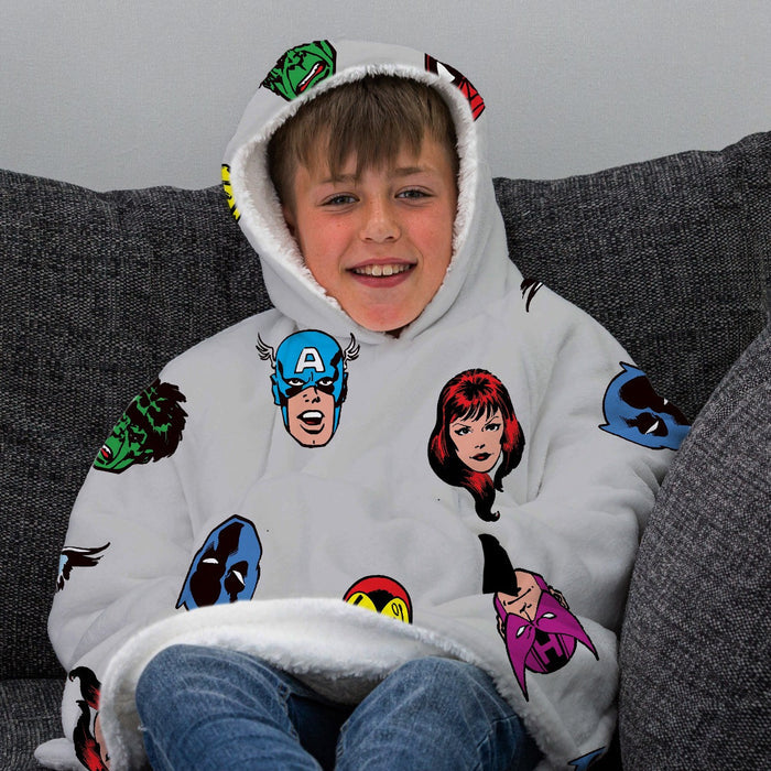 Marvel Comics Hoodie Blanket, Kids - Grey 🇬🇧