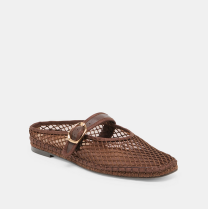 Milie Woven Mesh Chocolate Flats Shoes in at Wrapsody