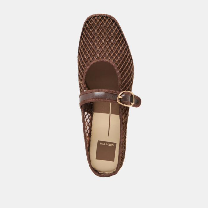 Milie Woven Mesh Chocolate Flats Shoes in at Wrapsody