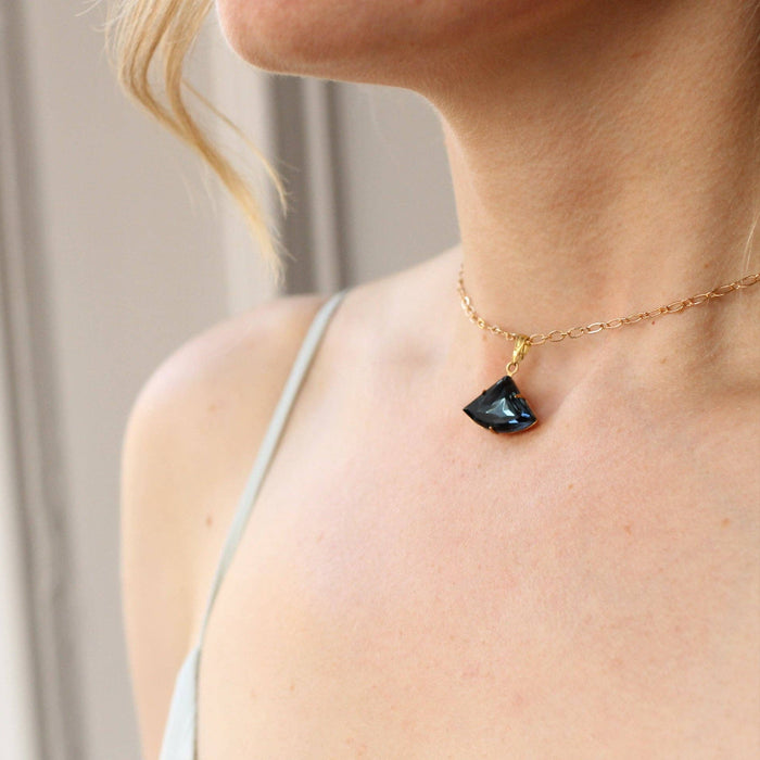 Navy Blue Art Deco Necklace