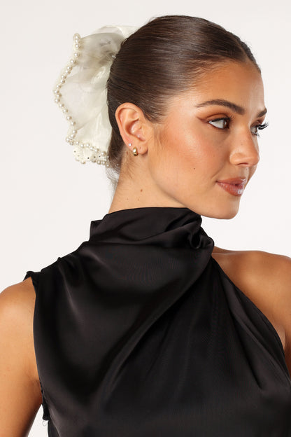 Astoria Pearl Hair Tie - Black Cream