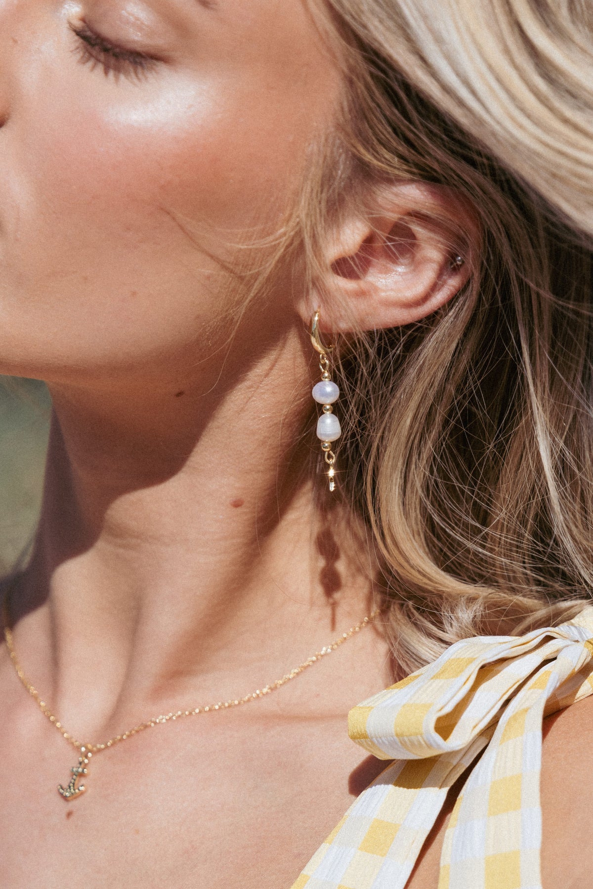 Belize Earrings - Gold/Pearl