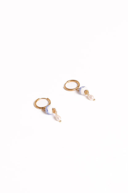 Bree Earrings - Blue/Pearl