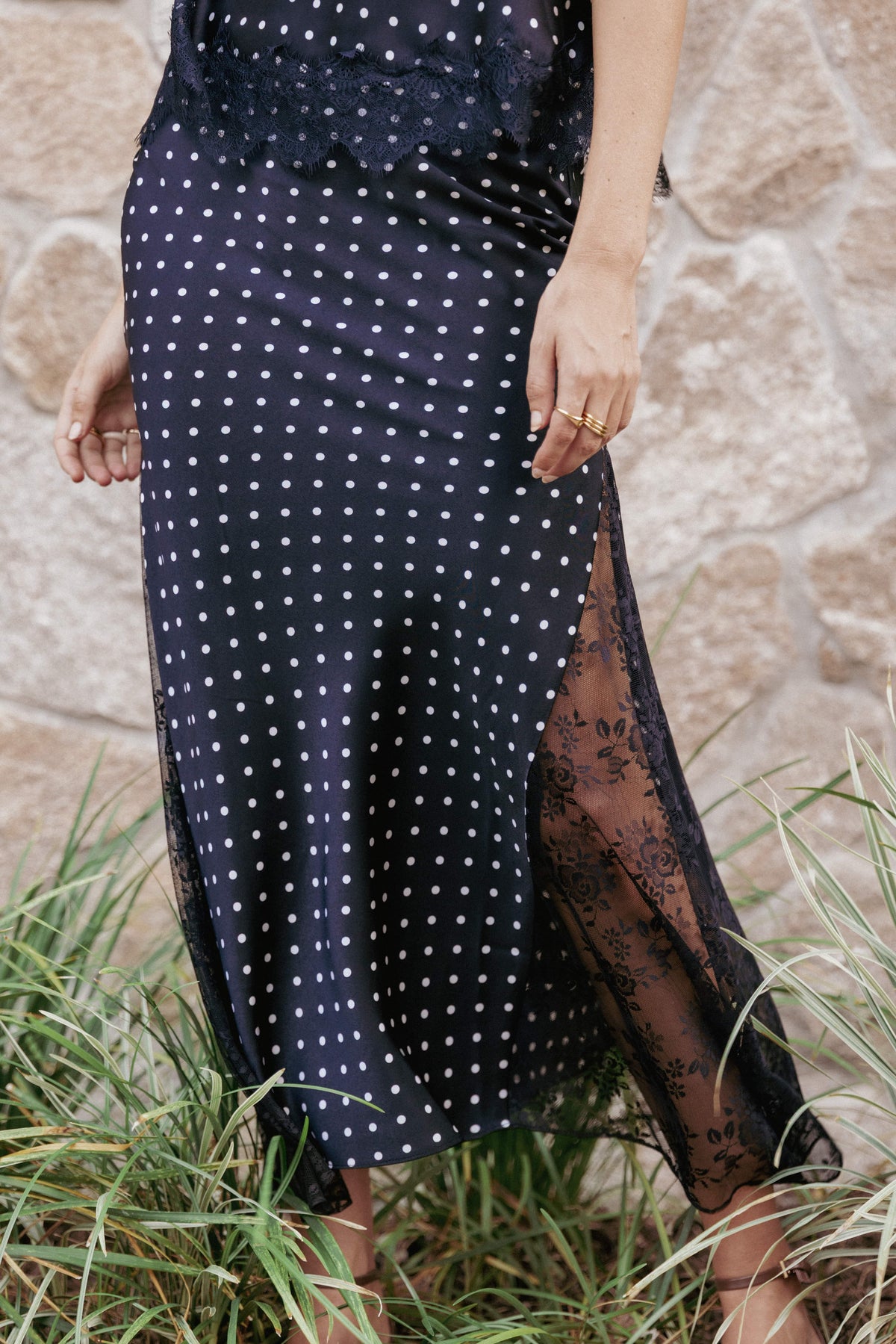 Ailbhe Lace Skirt - Black Polka Dot