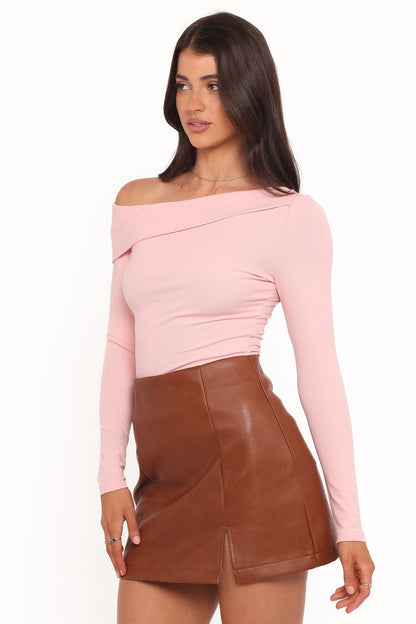 Catania Faux Leather Mini Skirt - Camel Brown