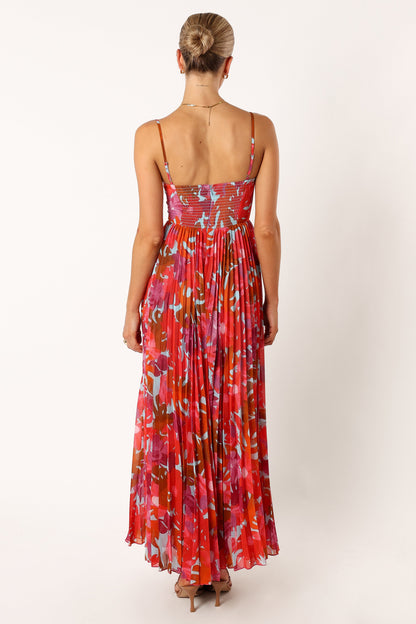 Achanti Pleated Maxi Dress - Pink Azalea