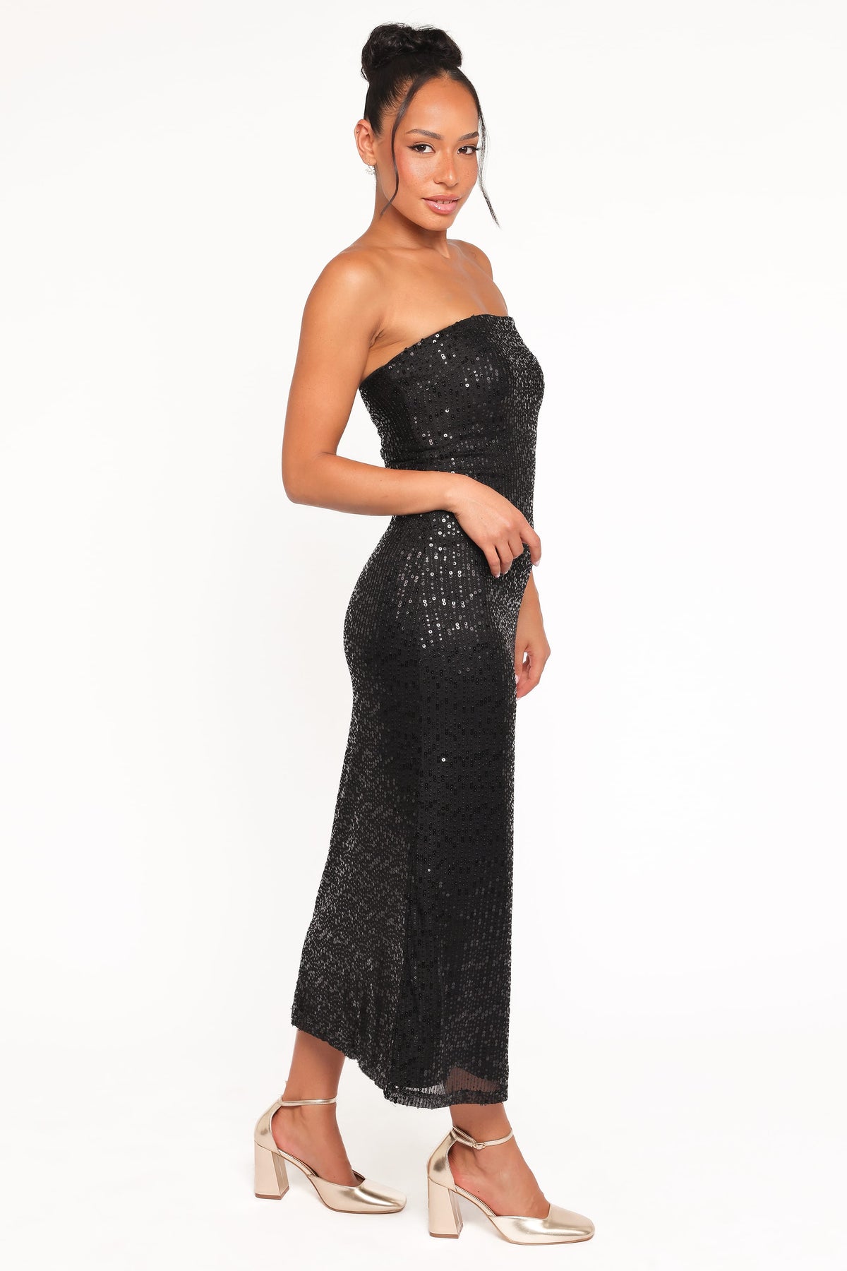 Agnes Strapless Sequin Maxi Dress - Black