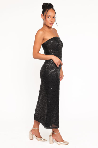 Agnes Strapless Sequin Maxi Dress - Black