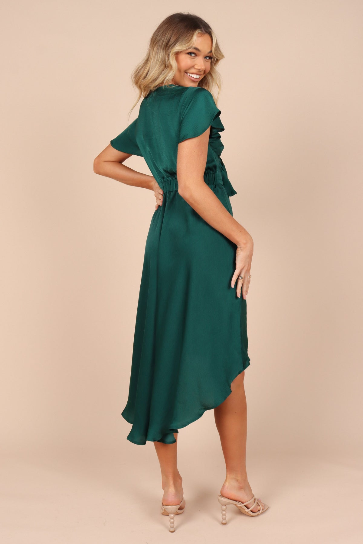 Amanda Hi Lo Tie Front Dress - Emerald
