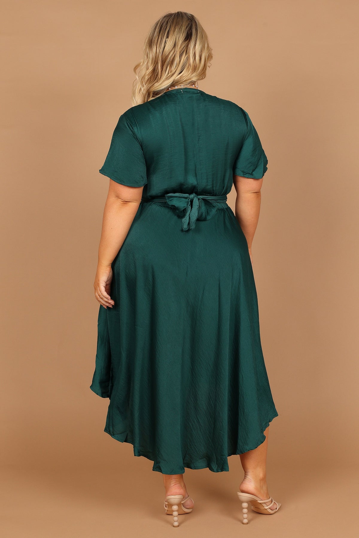 Amanda Hi Lo Tie Front Dress - Emerald