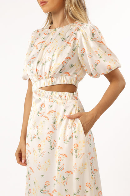 Aminah Puff Sleeve Dress - Yellow Floral