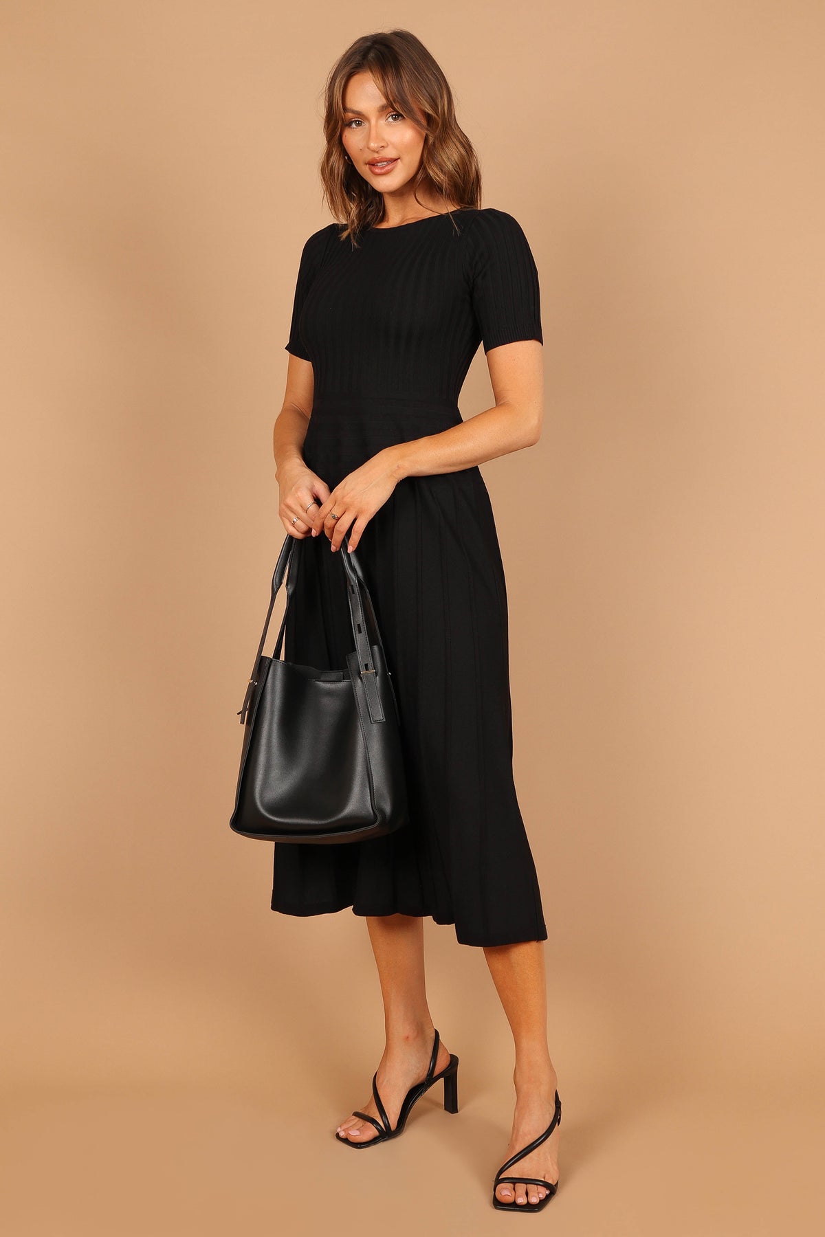 Audrina Knit Midi Dress - Black