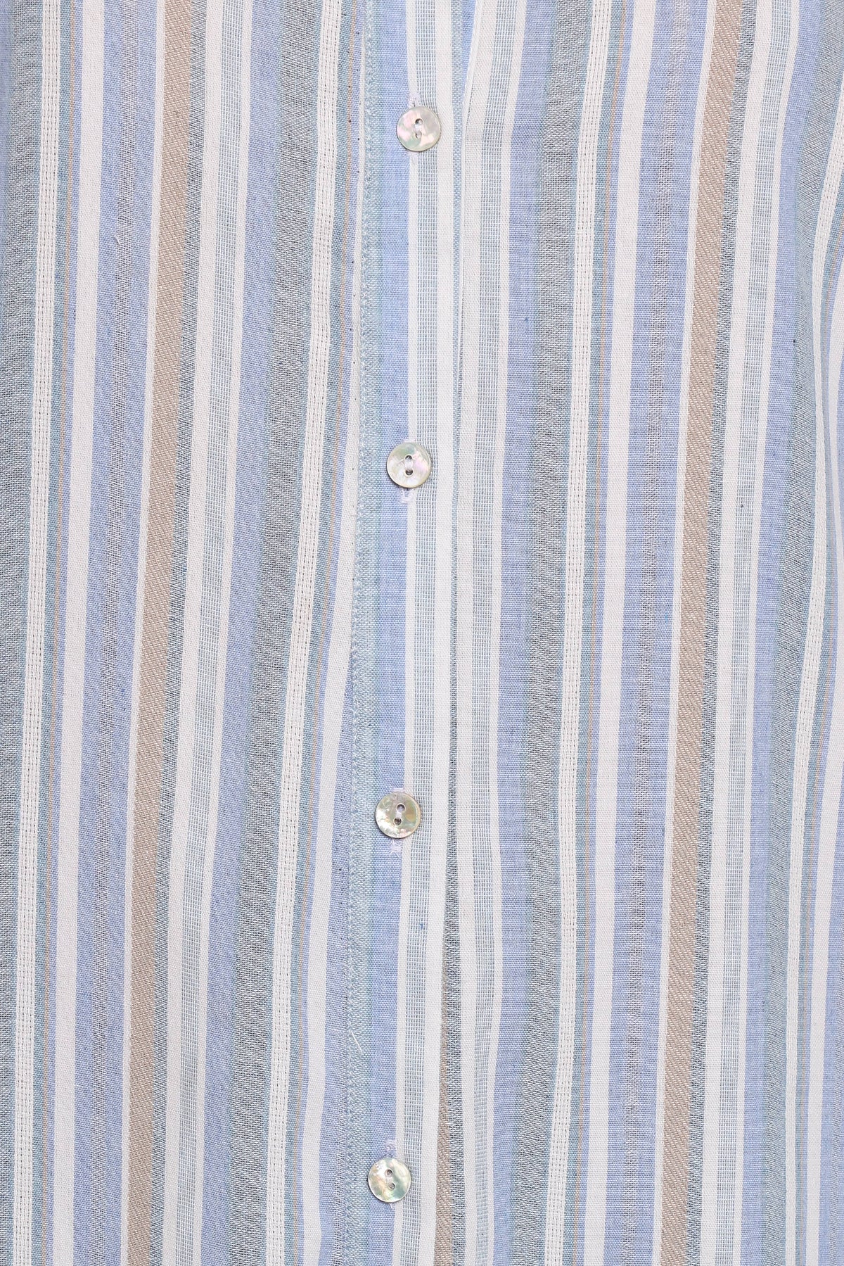 Caprice Long Sleeve Button Down Maxi Dress - Blue Stripe