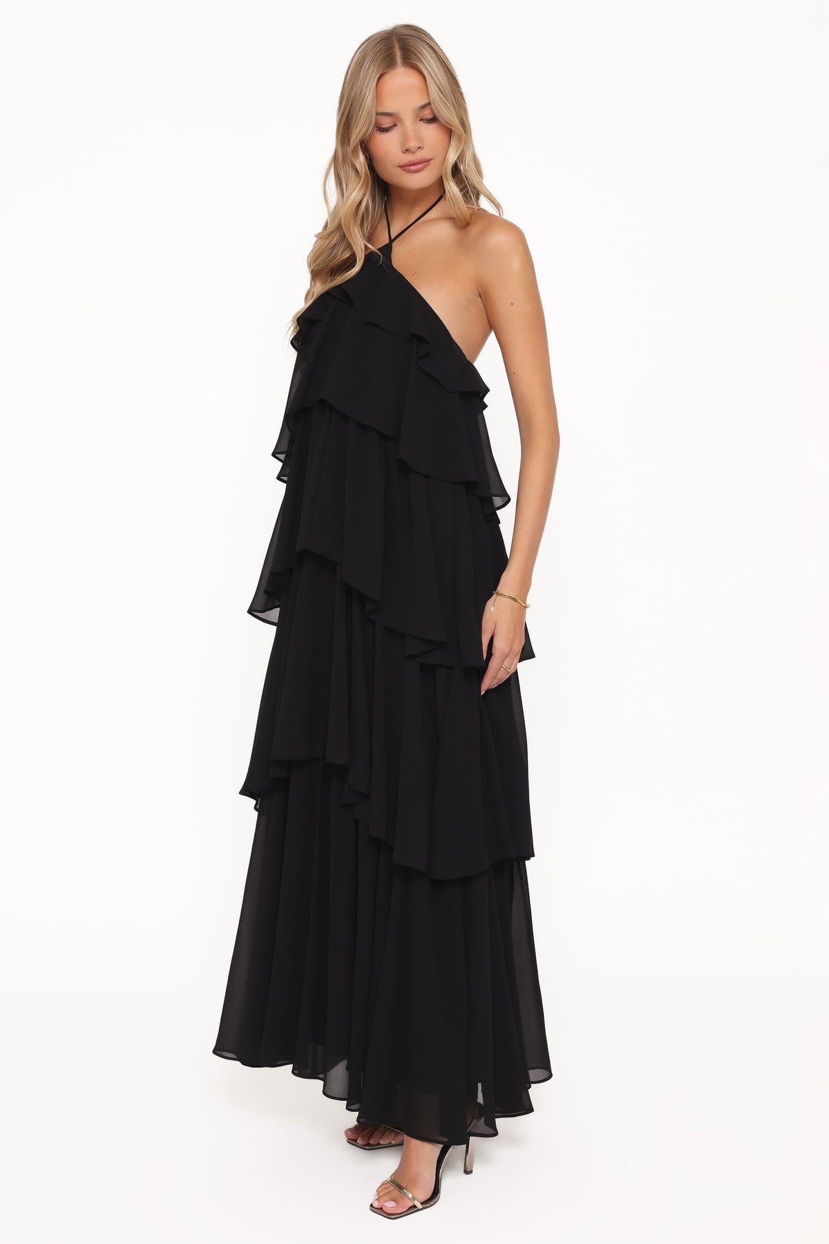Chasity Halterneck Maxi Dress - Black