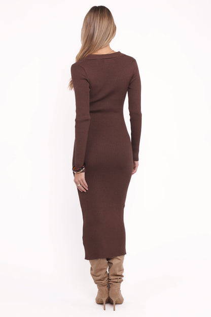 Collins Long Sleeve Midi Dress - Chocolate