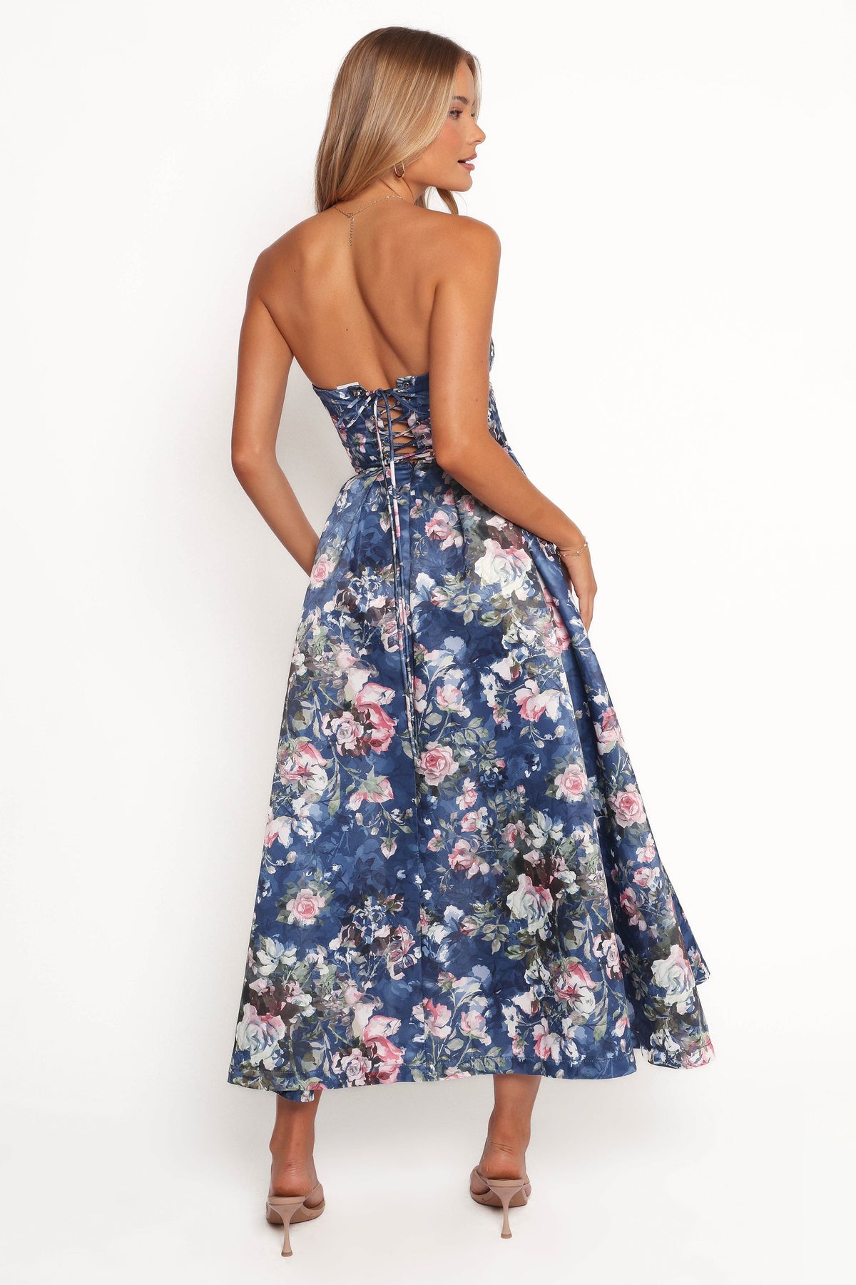 Darina Strapless Midi Dress - Midnight Floral