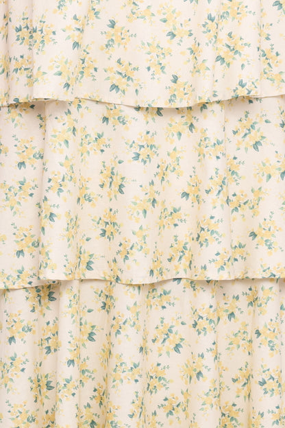 Darlia Halterneck Maxi Dress - Yellow Floral