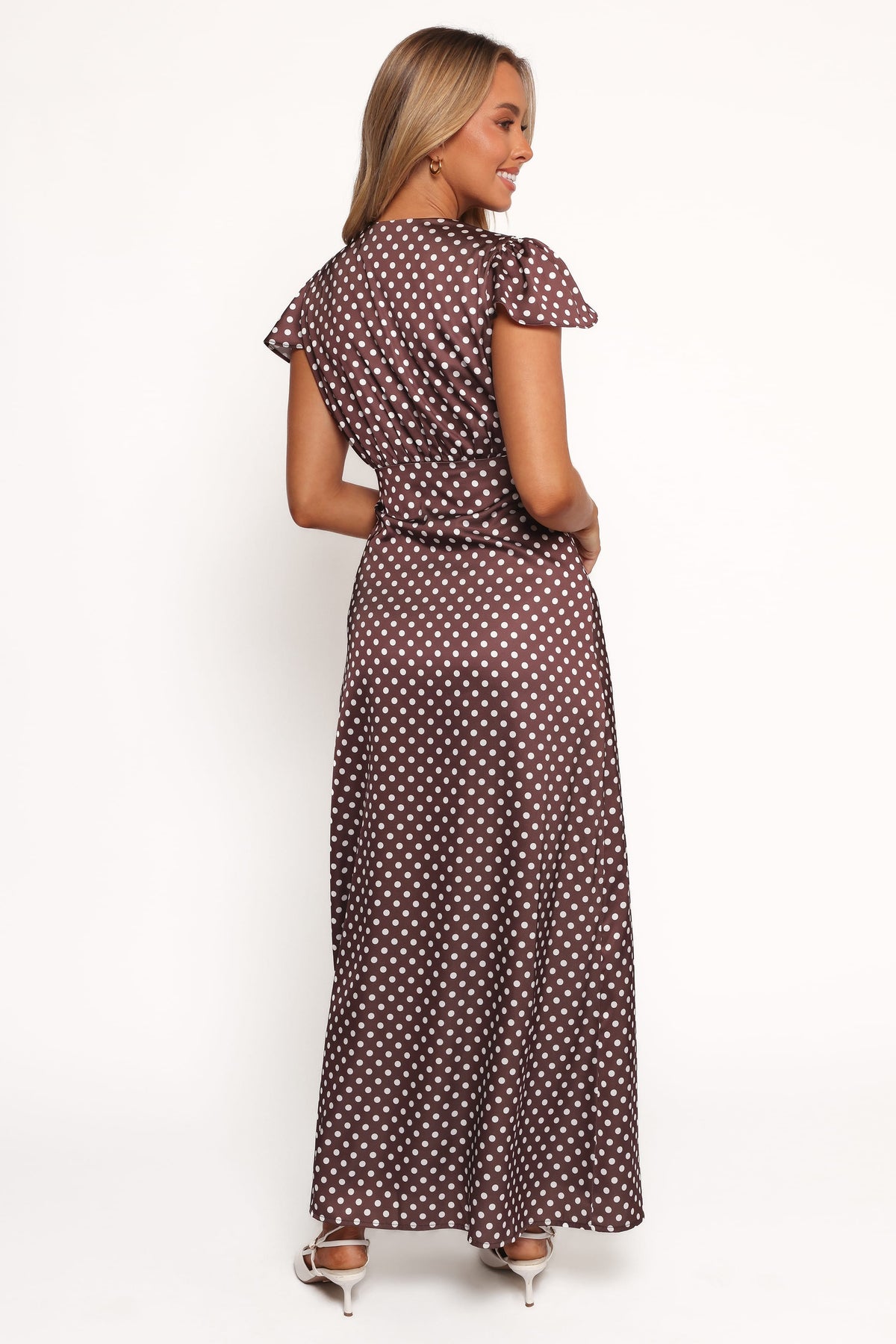Dean Maxi Dress - Brown Polka Dot