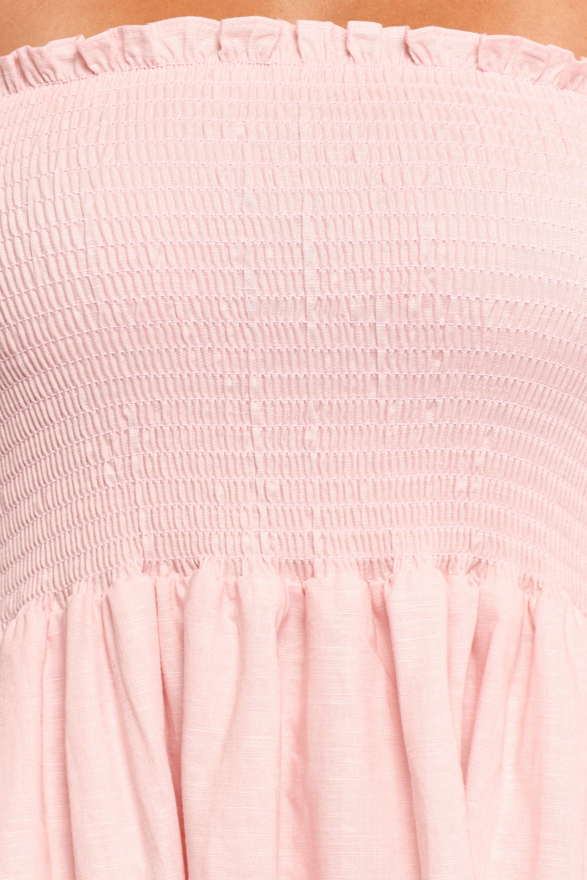 Domenica Shirred Long Sleeve Midi Dress - Pink