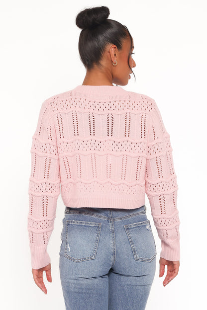 Aidy Crop Button Front Cardigan - Pink