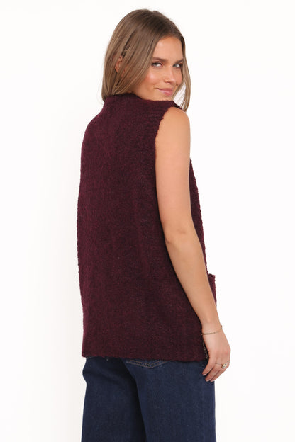 Avery Knit Vest - Wine