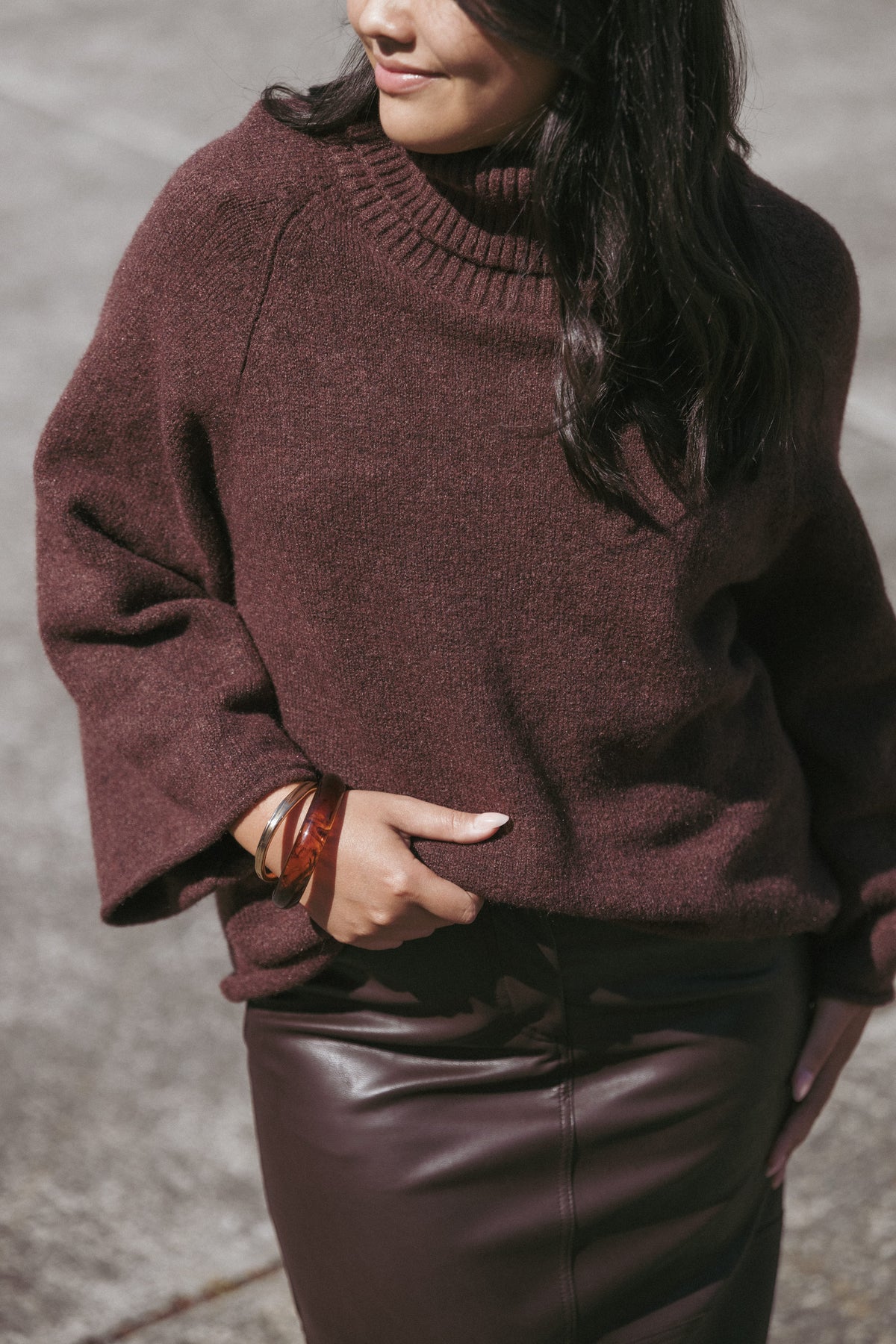 Bindy Cowlneck Knit Sweater - Brown