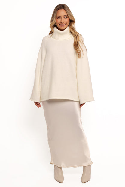 Bindy Cowlneck Knit Sweater - White
