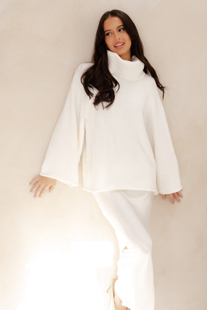 Bindy Cowlneck Knit Sweater - White