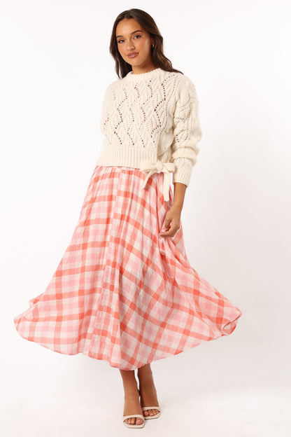 Birdie Tie Side Knit Sweater - Cream